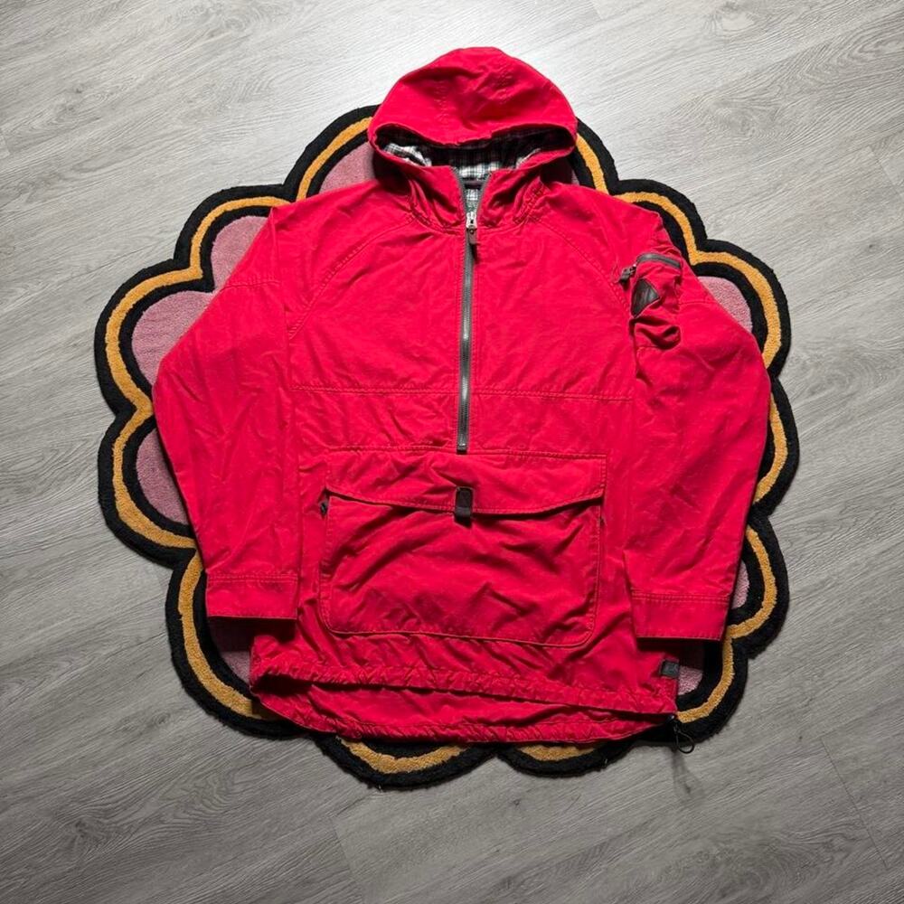 Woolrich Half Zip Hooded Anorak Jacket Size Large Red